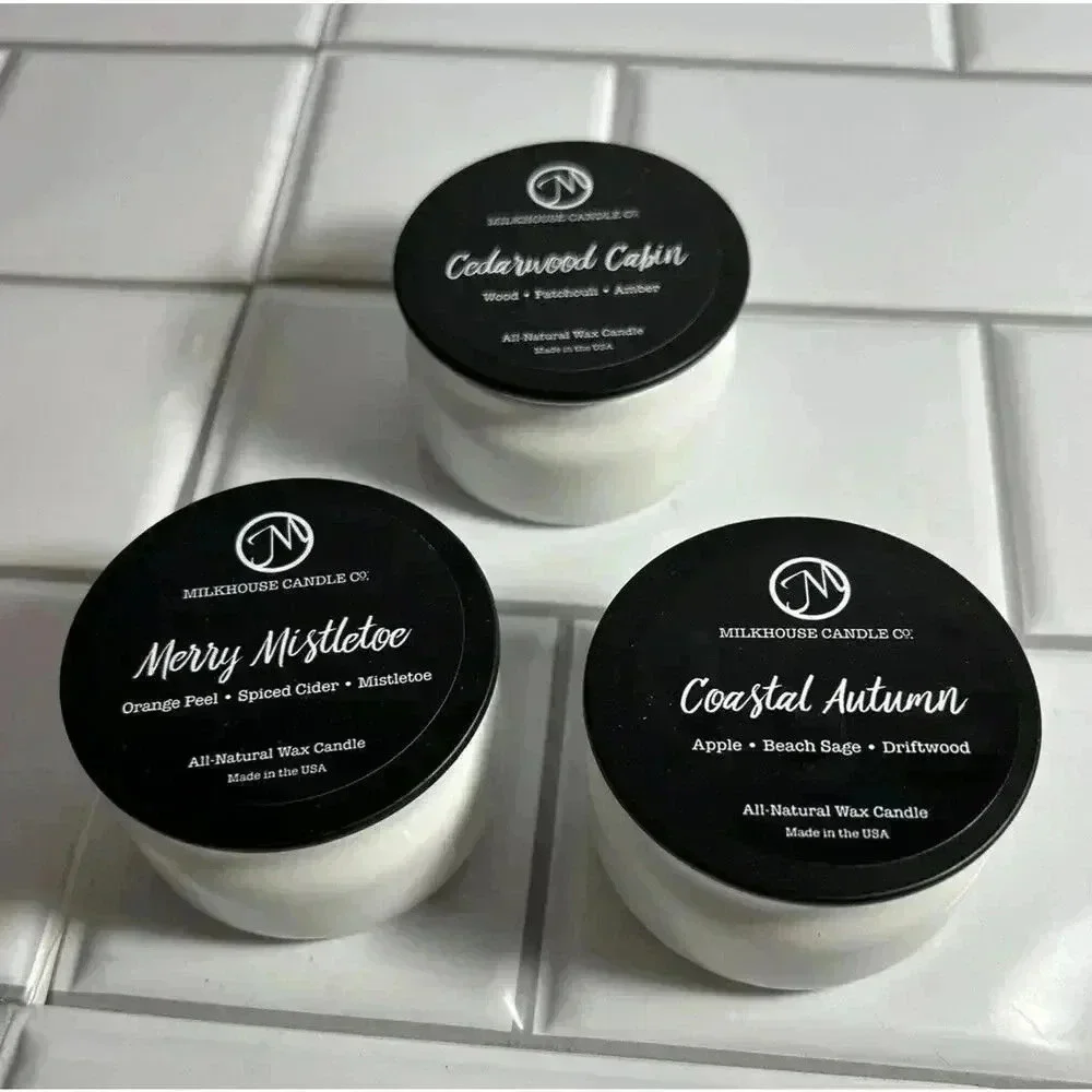 3 Milkhouse Candle Company Candles Brand New 1.5 Oz Each Assorted Scents